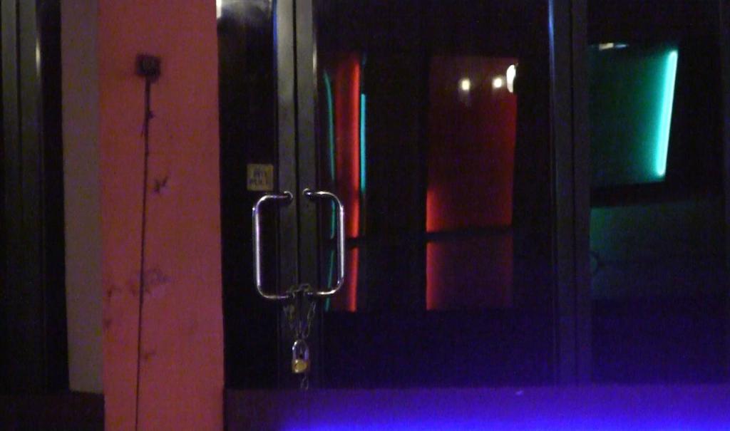 The locked doors of a brothel that was shut down after a raid in collaboration with Destiny Rescue and police